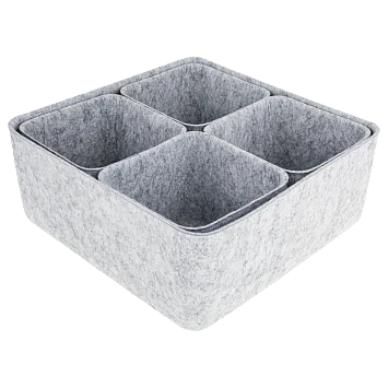 Органайзеры войлочные Larvij, 25x10x25 мм, серый, 5 шт., LAJ133004LG