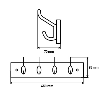 Вешалка для пальто и шапки Larvij, 450x70x50 мм, розовый / голубой, LH4PI01BU