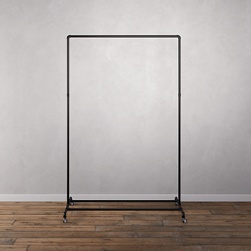 Вешалка на колесиках в стиле Лофт Larvij, 1112x1650x595 мм, черный / серый, PIPE20BL